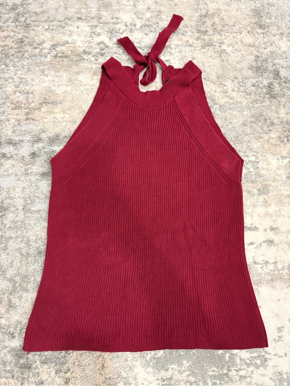 Ann Taylor Ribbed Halter Tank Top in Wine